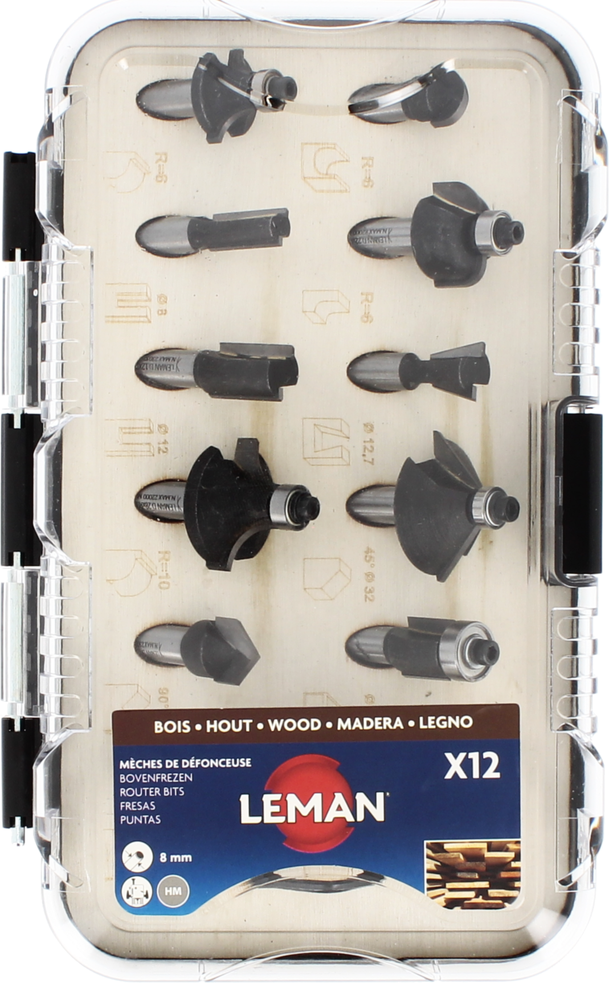 COFFRET 12 MECHES ASSORTIES CARBURE DEFONCEUSE Q8 - 418.700.12 - LEMAN