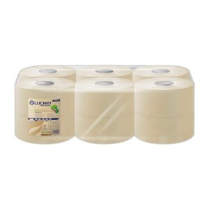 Papier toilette mini jumbo econatural type 200m eco label les 12 rouleaux - LUCART - Papier toilette et distributeur