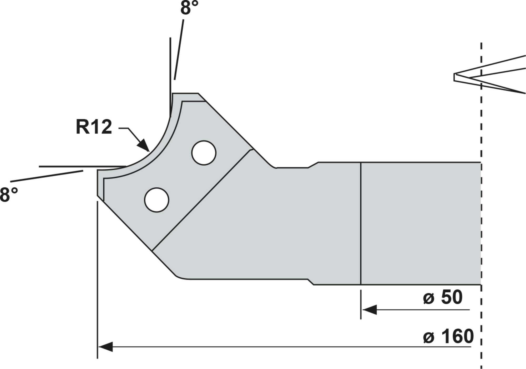 P.O. 1/4 DE ROND D160XR=12/15X50 Z2 MAN INF. - 910.9.160.50.12 - LEMAN – Image 5