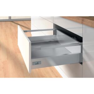 Kit partiel Innotech Atira avec coulisses - silent system 30kg - tiroir casserolier tringles H144 mm - 470 mm - Argent - HETTICH - 610599