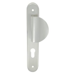 Poignée palière tirage demi-lune en aluminium plaque en acier entraxe 195 mm nickelé mat réversible clé I - CADAP - 648742