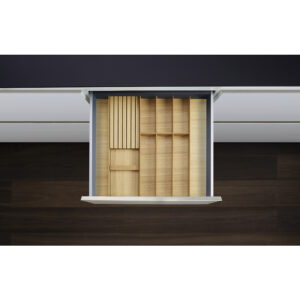 Set range-couverts LiniQ - pour tiroir largeur 500 à 600 mm - finition chêne clair - KESSEBÖHMER - 655378