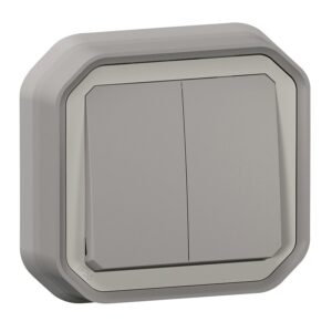 Commande double 3 fonctions complet encastré étanche Plexo gris - Legrand - 609773