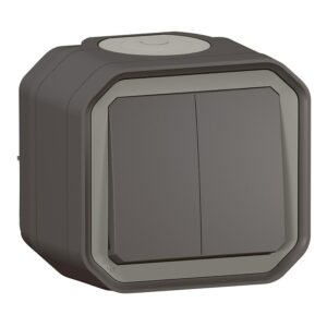 Commande double 3 fonctions complet saillie étanche Plexo anthracite - Legrand - 609843