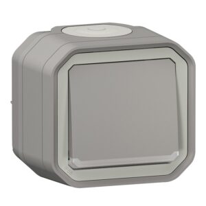 Poussoir NO lumineux complet saillie 10 A étanche Plexo gris - Legrand - 609864