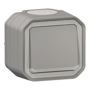 Interrupteur ou va-et-vient lumineux 10 AX 250 V complet saillie étanche Plexo gris - Legrand - 609822