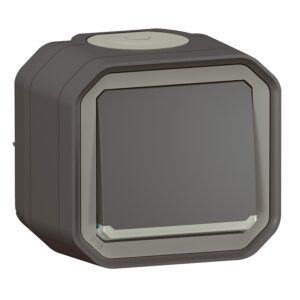 Interrupteur ou va-et-vient lumineux 10 AX 250 V complet saillie étanche Plexo anthracite - Legrand - 609829