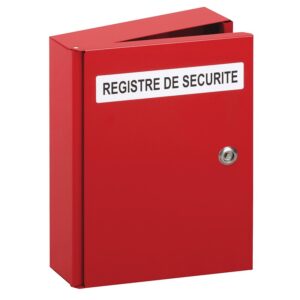 Coffret métallique pour registre de sécurité finition rouge RAL 3000. H 353 x l 258 x P 78 mm - DEVISMES - 656288