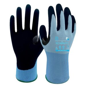 Gants anticoupure 18-971 polyester/nitrile - jauge 18 / D - bleu/noir - taille 10 - sachet de 12 paires - XCELLENT - 635778