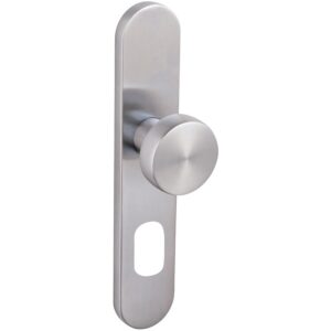 Ensemble tirage et béquille cintrée type 494 sur plaques Linox pour porte palière en inox clé I droite - VACHETTE ASSA ABLOY - 660845