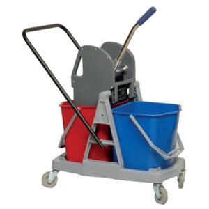 Chariot de lavage sur roulettes avec presse à mâchoires et 2 seaux de 18 litres guidon réversible -  - 605664