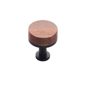 Bouton laiton et bois Qupon - diamètre 30 - finition noir mat - METAKOR - 662098