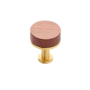 Bouton laiton et bois Qupon - diamètre 30 -finition laiton satiné - METAKOR - 662091