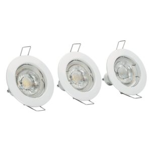 Spots encastrés ronds blanc kit de 3 ø78mm avec lampe GU10 5W - ASLO - 667978