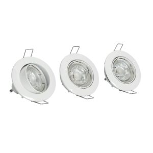 Spots encastrés ronds blanc orientables Kit de 3 ø82mm avec lampe GU10 6W - ASLO - 667992