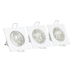 Spots encastrés carres blanc orientables Kit de 3 ø80mm avec lampe GU10 6W - ASLO - 667999