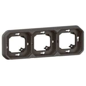 Support plaque encastré 3 postes horizontal/vertical étanche Plexo anthracite - Legrand - 610214