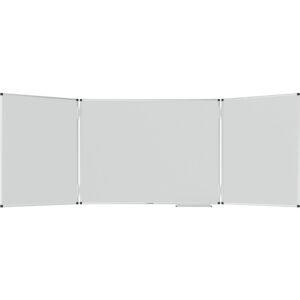 Tableau blanc mural UNITE PLUS triptyque 2 volets surface magnétique acier émaillé cadre aluminium largeur deployée 2,4m - Legamaster - 668160