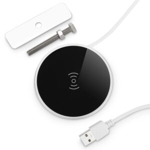 Chargeur en aluminium à induction SMART - finition verre noir - à encastrer Ø 60 mm - dimensions Ø 74 x 18 mm - SYNERCIA - 661398