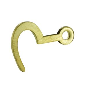 Crochet d'armoire plat réversible - en acier laitonné - Long. 24mm Haut. 16mm Prof. 1,3mm - Interges - 158400
