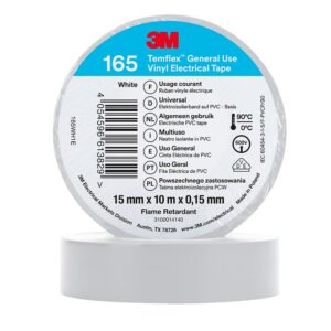 Adhésif d’isolation électrique Temflex 165, blanc, largeur 15 mm, rouleau de 10 m - 3M - 162516