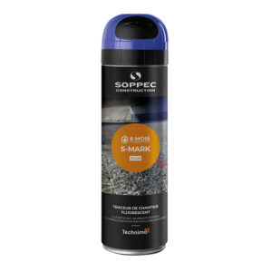 Traceur aérosol marquage de chantier fluorescent S-MARK bleu, tenue 3 à 6 mois - 500ml - TECHNIMA SOPPEC - 154046