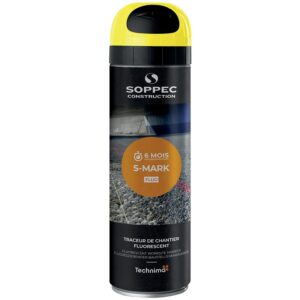 Traceur aérosol marquage de chantier fluorescent S-MARK rouge, tenue 3 à 6 mois - 12 pièces de 500ml - TECHNIMA SOPPEC - 154095