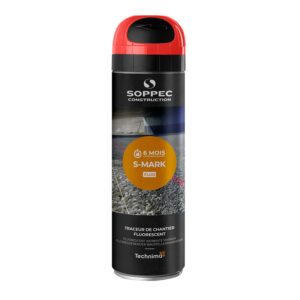 Traceur aérosol marquage de chantier fluorescent S-MARK rouge, tenue 3 à 6 mois - 500ml - TECHNIMA SOPPEC - 154088