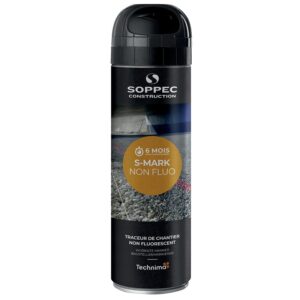 Traceur aérosol marquage de chantier non fluorescent S-MARK noir, tenue 3 à 6 mois - 12 pièces de 500ml - TECHNIMA SOPPEC - 154123