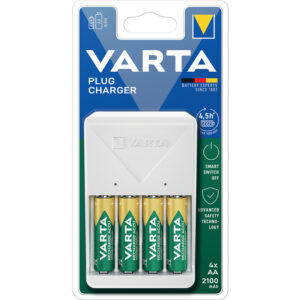 Chargeur de piles VARTA Plug Charger 4 canaux AA/AAA + 4 piles rechargeables AA 2100 mAh - VARTA - 173331