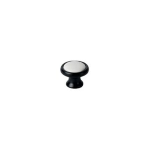 Bouton en acier et porcelaine CS 220691 - diamètre 37 mm - finition noir et blanc - Interges - 211880