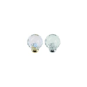 Bouton à facette 610 - diamètre 28 mm - en acrylique transparant et laitonné - CADAP - 220756