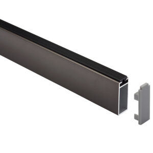 Tube de penderie rectangulaire 32,3 x 11,8 avec joint anti-bruit - en aluminium finition titane - longueur 2000 mm - SYNERCIA - 229485