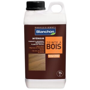 Teinte à bois aqua-polyuréthane en phase aqueuse à base de pigments prête à l'emploi coloris chêne clair bidon 1l - BLANCHON - 226552