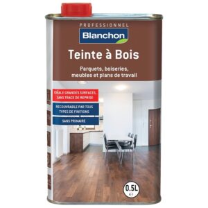 Teinte à bois aqua-polyuréthane en phase aqueuse à base de pigments prête à l'emploi coloris chêne fumé bidon 0,5l - BLANCHON - 226587