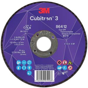 Disque à tronçonner 3M Cubitron™ 3, grain 36+, Ø125 mm x 1,6 mm x 22,23 mm, boîte de 25 - 3M - 239950