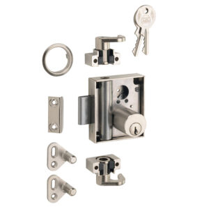 Serrure de meuble 3 points espagnolette 7020 - axe 30 mm - cylindre rond Ø 22 mm - droite - JUNIE - 231613