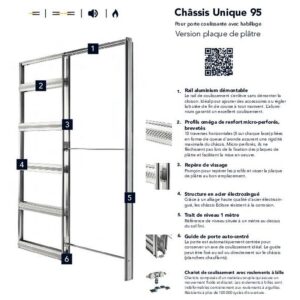 Châssis pour portes coulissantes à galandages Unique 95 - Largeur 730 mm x hauteur 2040 mm - ECLISSE - 671681