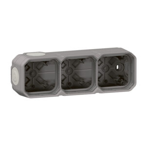 Boîtier saillie à embouts 3 postes horizontal/vertical étanche Plexo gris - Legrand - 610144
