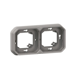 Support plaque encastré 2 postes horizontal/vertical étanche Plexo gris - Legrand - 610186