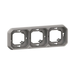 Support plaque encastré 3 postes horizontal/vertical étanche Plexo gris - Legrand - 610207